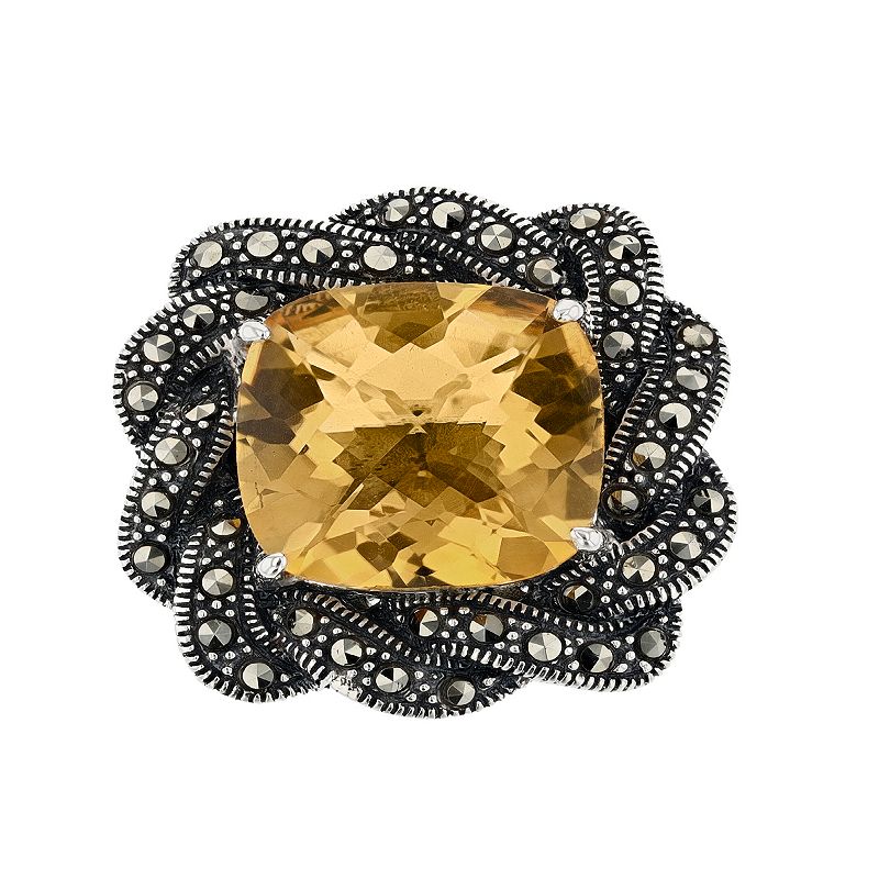 Lavish by TJM Sterling Silver Citrine & Marcasite Ring, Womens, Size: 6, Y