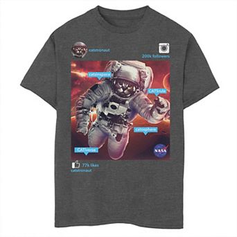 Boys 8-20 Nasa Astronaut Cat Photo Graphic Tee
