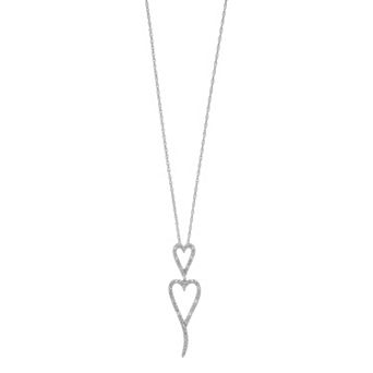 Sterling Silver 1/10 Carat T.W. Diamond Double Heart Pendant Necklace
