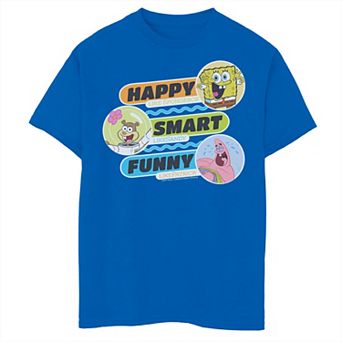Boys 8-20 SpongeBob SquarePants Group Shot Happy Smart Funny Graphic Tee