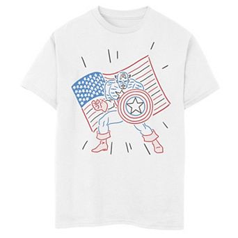 Boys 8-20 Marvel Captain America Patriotic Line Art Graphic Tee