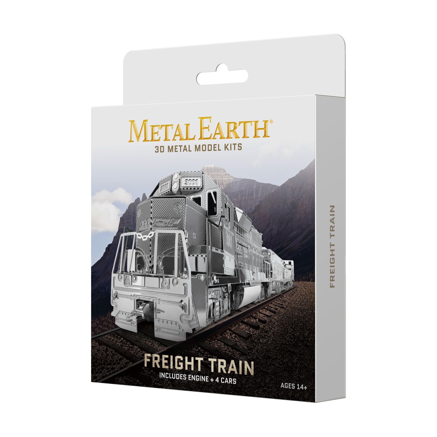 Fascinations Metal Earth Freight Train 3D Laser Cut Steel Model Kit - Gift Box Set