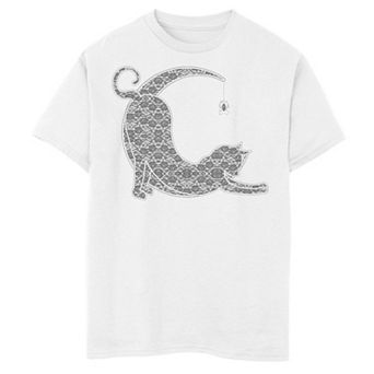 Boys 6-20 Halloween Lacey Black Cat Crescent Moon Graphic Tee