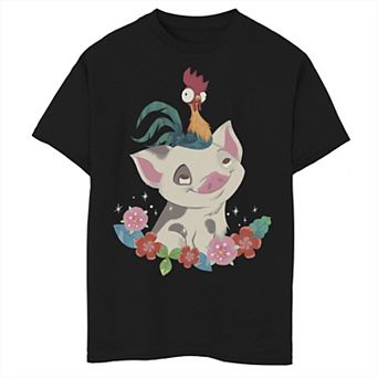 Disney's Moana Boys 8-20 HeiHei Rooster Pua Flowers Graphic Tee