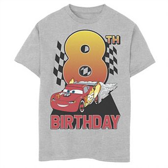Disney / Pixar's Cars Lightning McQueen Boys 8-20 8th Birthday Peel Out Graphic Tee