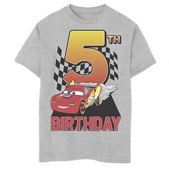Disney Pixar's Cars Boys 8-20 Lightning McQueen 5th Birthday Peel Out Graphic Tee