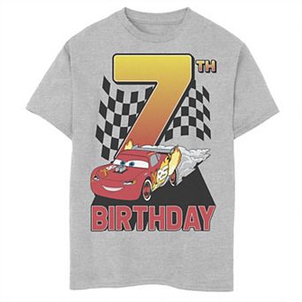 Disney Pixar's Cars Boys 8-20 Lightning McQueen 7th Birthday Peel Out Graphic Tee