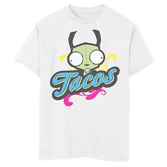 Boys 8-20 Nickelodeon Invader Zim GIR Neon Tacos Logo Graphic Tee