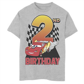 Disney Pixar's Cars Boys 8-20 Lightning McQueen 2nd Birthday Peel Out Graphic Tee