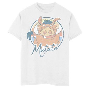 Disney's The Lion King Boys 8-20 Pumbaa Matata Text Portrait Graphic Tee