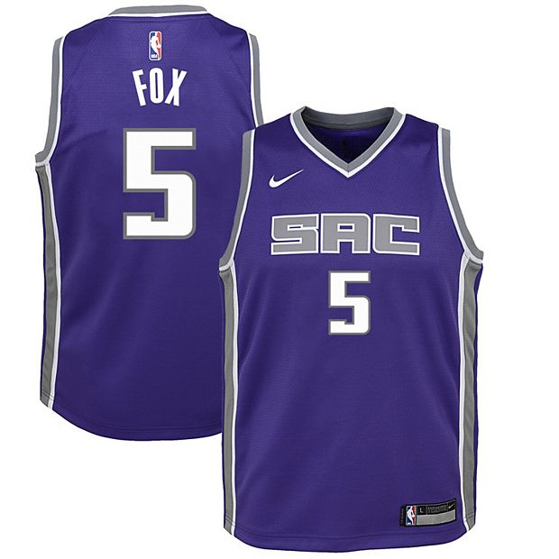 Youth Fanatics Branded De'Aaron Fox Purple Sacramento Kings Fast Break Replica Jersey - Icon Edition Size: Large