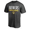 Men's Fanatics Branded Charcoal Milwaukee Brewers Big & Tall Team Win Stripe T-Shirt