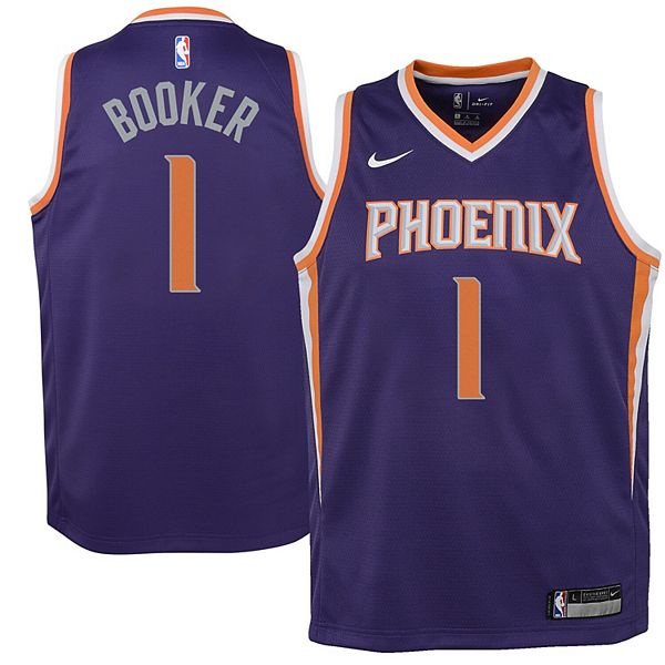 Nike Men's Phoenix Suns Devin Booker #1 Purple Hardwood Classic Dri-Fit Swingman Jersey, Small