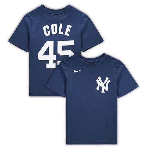 Men's Nike Gerrit Cole Gray New York Yankees Name & Number T-Shirt