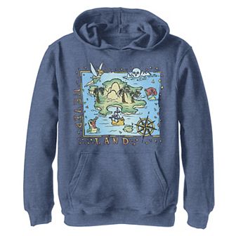 Disney's Peter Pan Boys 8-20 Never Land Map Vintage Poster Graphic Hoodie