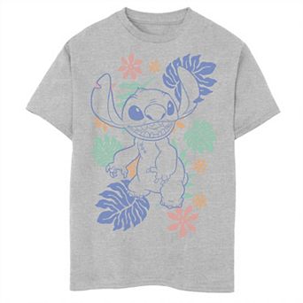 Disney's Lilo & Stitch Boys 8-20 Hawaiian Plants Stitch Outline Sketch Graphic Tee