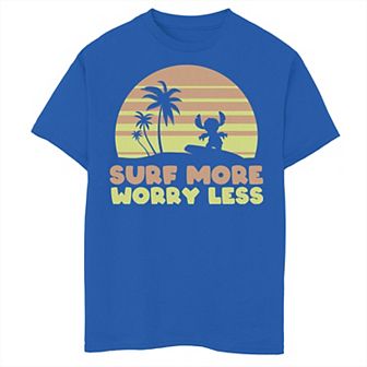 Disney's Lilo & Stitch Boys 8-20 Surf More Worry Less Retro Portrait Graphic Tee
