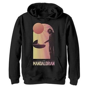 Boys 8-20 Star Wars The Mandalorian The Child aka Baby Yoda Sunset Meeting Pullover Graphic Hoodie