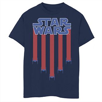 Boys 8-20 Star Wars Fighter Jets Star Bangled Banner July 4th Graphic Tee