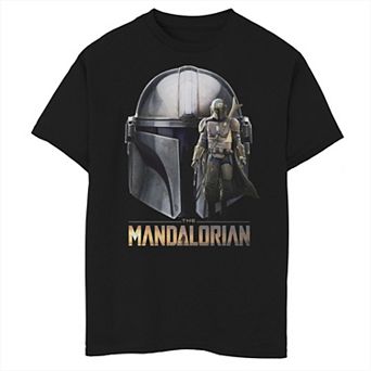 Boys 8-20 Star Wars The Mandalorian Helmet Portrait Mashup Graphic Tee