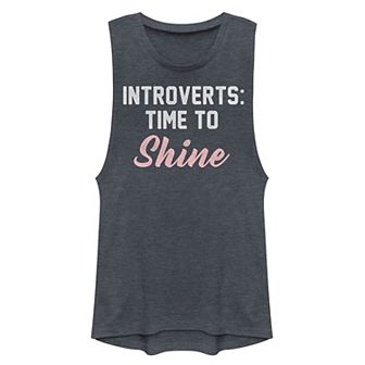 Juniors' "Introverts Time To Shine" Muscle Tank Top