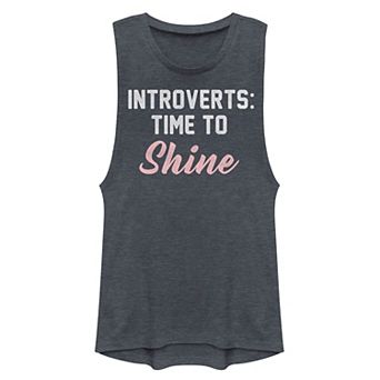 Juniors' "Introverts Time To Shine" Muscle Tank Top