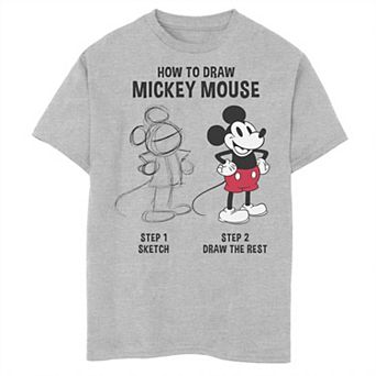 Disney's Mickey Mouse Boys 6-20 How to Draw Mickey Graphic Tee