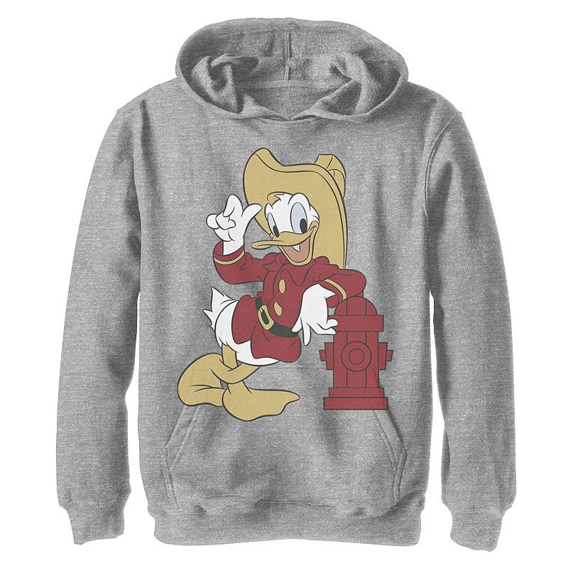 SMALL, Disney's Donald Duck Boys 8-20 Firefighter Outfit Pullover Graphic Hoodie, Boy's, Size: Small, Med Grey