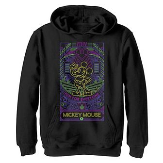 Disney's Mickey Mouse Boys 8-20 Fun For Everyone Neon Line Art Pullover Graphic Hoodie