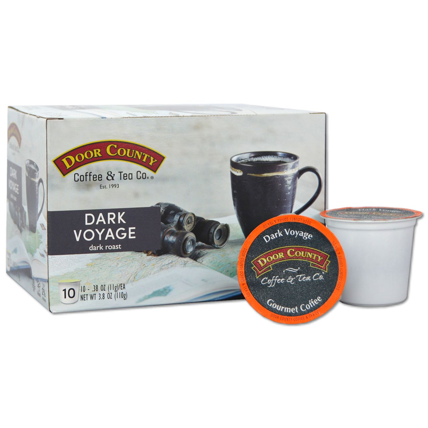 Image for Door County Coffee & Tea Co. Dark Voyage Sumatra & Guatemala Specialty Single-Serve Coffee Pods, Dark Roast, 10 Count at Kohl's.