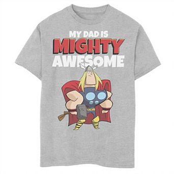 Boys 8-20 Marvel Father's Day My Dad Is Mighty Awesome Thor Portrait Graphic Tee