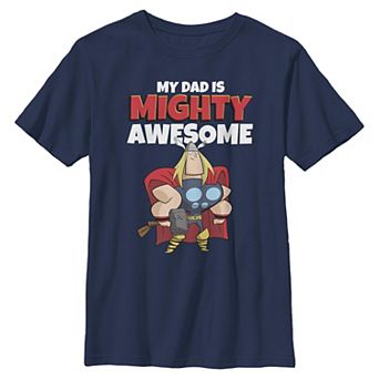 Boys 8-20 Marvel Father's Day My Dad Is Mighty Awesome Thor Portrait Graphic Tee