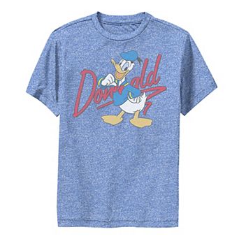 Disney's Donald Duck Boys 6-20 Red Cursive Text Logo Portrait Tee