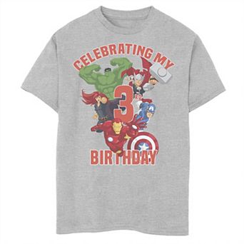 Boys 8-20 Marvel Avengers Celebrating My 3rd Birthday Graphic Tee