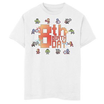 Boys 8-20 Marvel Avengers 8-Bit 8th Birthday Graphic Tee