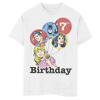 Boys 8-20 DC Comics Justice League 7th Birthday Balloons Graphic Tee