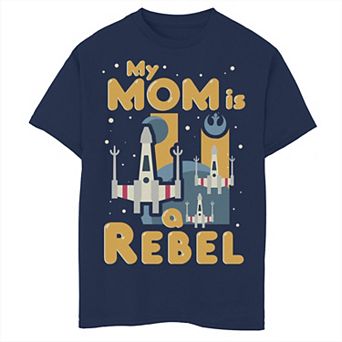 Boys 6-20 Star Wars My Mom Is A Rebel X-Wing Fighter Cartoon Graphic Tee