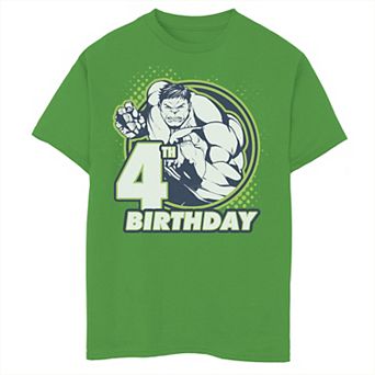 Boys 8-20 Marvel Avengers Hulk 4th Birthday Badge Graphic Tee