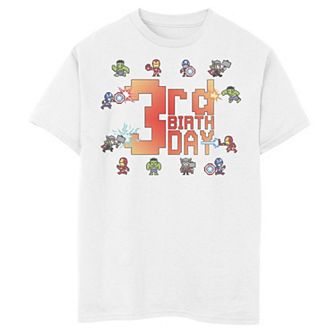 Boys 8-20 Marvel Avengers 8-Bit 3rd Birthday Graphic Tee