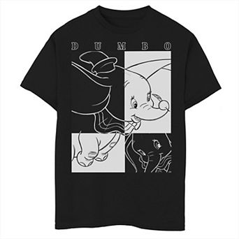 Disney's Dumbo Boys 8-20 Contrast Black And White Line Art Poster Tee