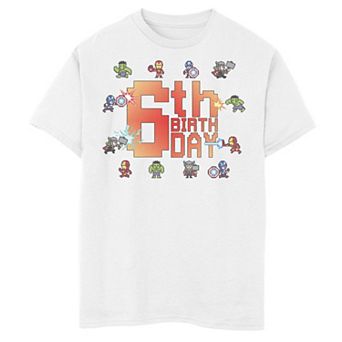 Boys 8-20 Marvel Avengers 8-Bit 6th Birthday Graphic Tee