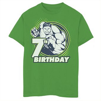 Boys 8-20 Marvel Avengers Hulk 7th Birthday Badge Graphic Tee