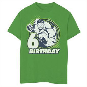 Boys 8-20 Marvel Avengers Hulk 6th Birthday Badge Graphic Tee