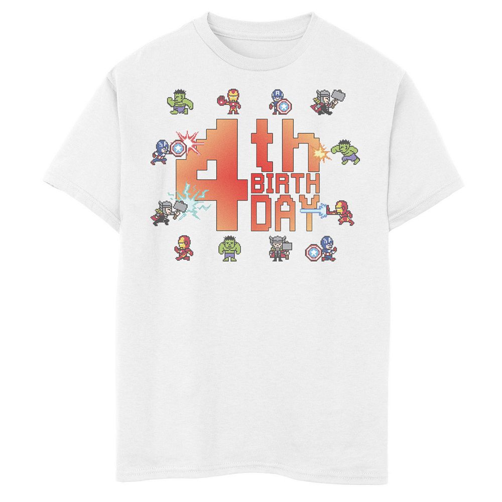 Boys 8-20 Marvel Avengers 8-Bit 4th Birthday Graphic Tee
