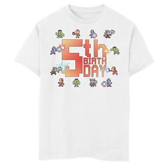 Boys 8-20 Marvel Avengers 8-Bit 5th Birthday Graphic Tee