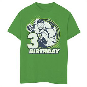 Boys 8-20 Marvel Avengers Hulk 3rd Birthday Badge Graphic Tee