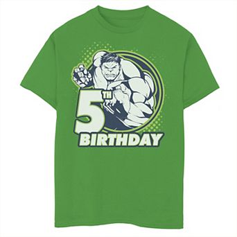 Boys 8-20 Marvel Avengers Hulk 5th Birthday Badge Graphic Tee