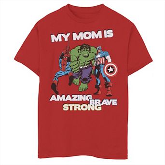 Boys 8-20 Marvel Avengers My Mom Is Amazing Brave Strong Graphic Tee