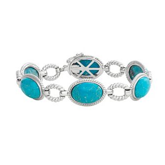 Classic Treasures Sterling Silver Simulated Turquoise Bracelet
