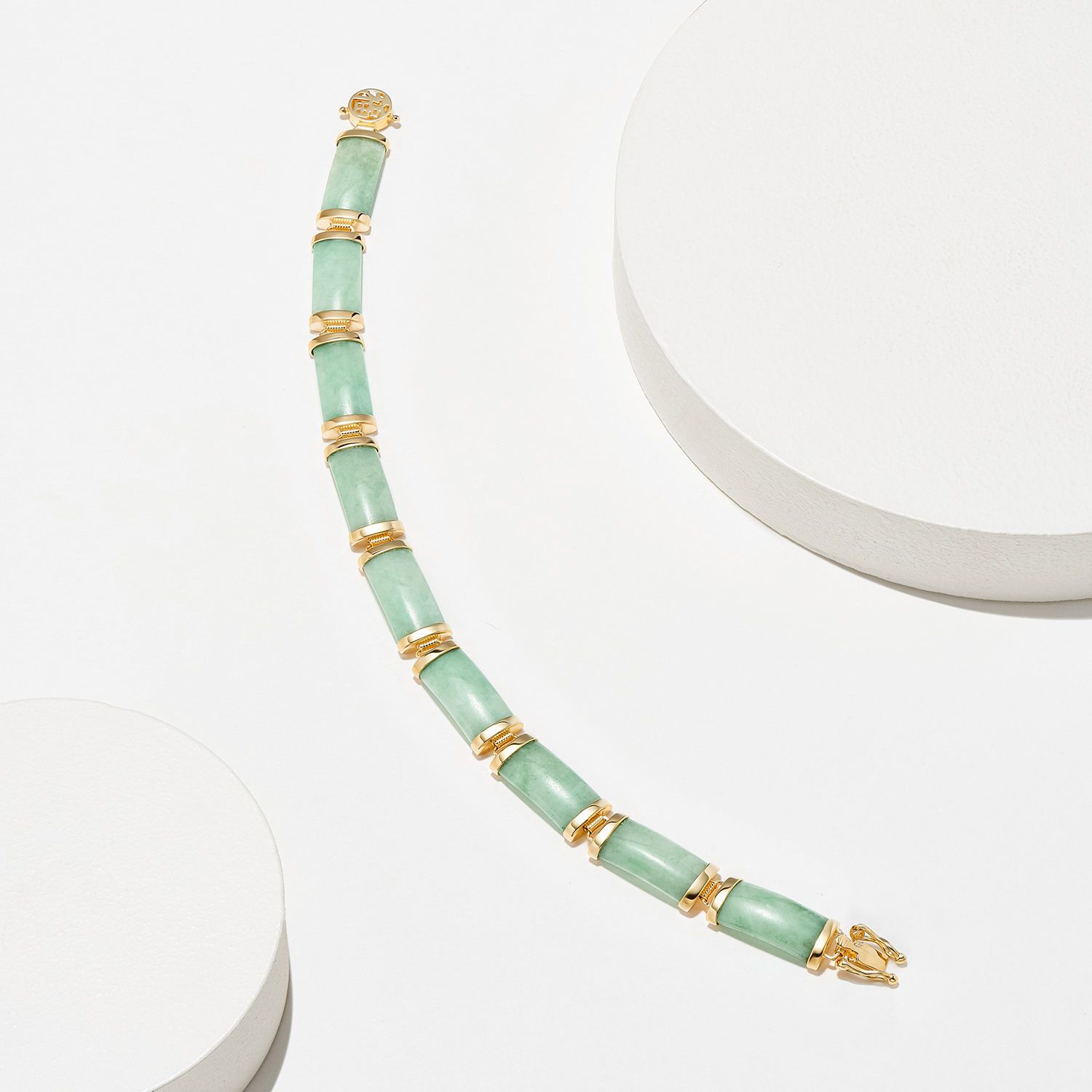 8-Inch Green Jade Bracelet With Copper Beads And CZ Clasp – Handmade Fashion Jewelry
